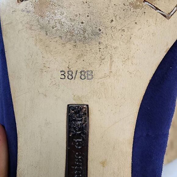 Louise et Cie Womens Size 8 M Round Toe Bow Embellished Pump Heels Blue Suede Le - Picture 8 of 11